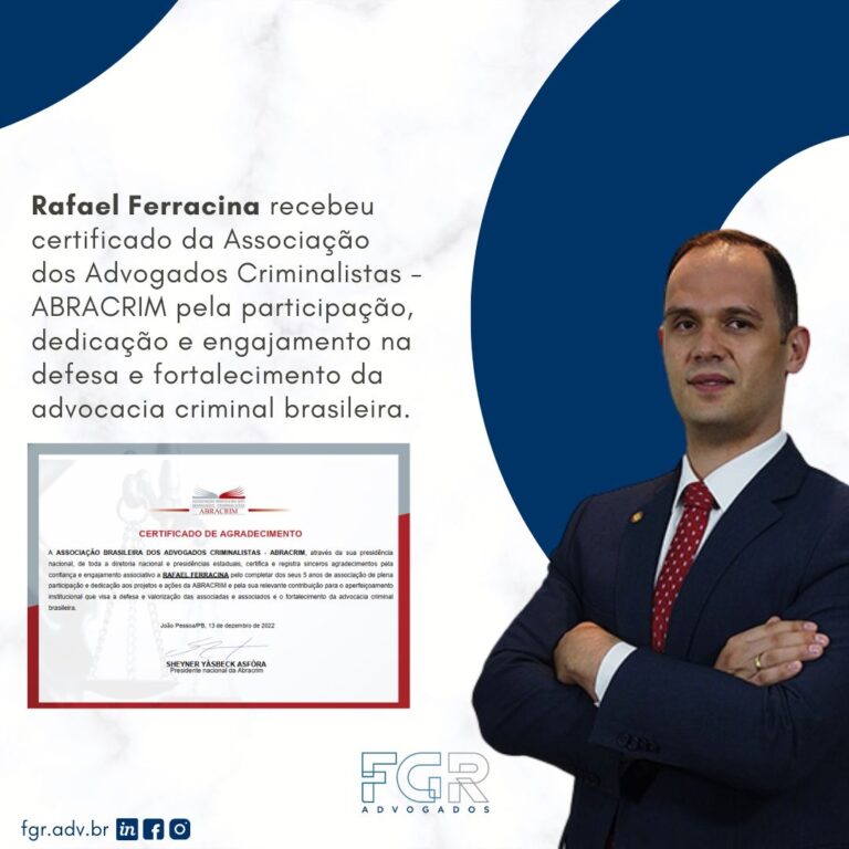 Leia mais sobre o artigo Rafael Ferracina recebe certificado da ABRACRIM